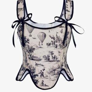 NWT Scarlet Darkness Bustier Top Renaissance Floral Lace Up Bodyshaper Corset 12